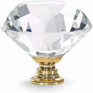 Pomo de cristal tallado con forma de diamante de 40mm.